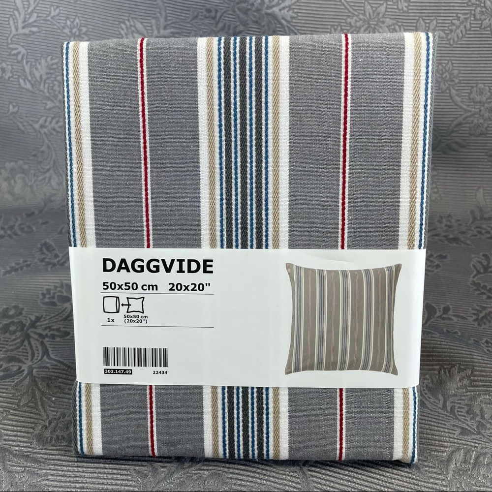 Two IKEA Daggvide Striped Cotton Pillow Case 20x20